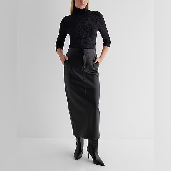 Express Fitted Shine Turtleneck Long Sleeve Sweater - Picture 3 of 9